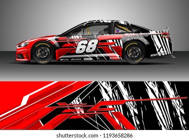 Car wrap design vector. Graphic abstract stripe racing background kit designs for wrap vehicle, race car, nascar car, rally, adventure and livery