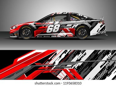 Car wrap design vector. Graphic abstract stripe racing background kit designs for wrap vehicle, race car, nascar car, rally, adventure and livery