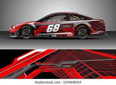 Car wrap design vector. Graphic abstract stripe racing background kit designs for wrap vehicle, race car, nascar car, rally, adventure and livery