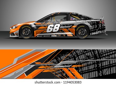 Car wrap design vector. Graphic abstract stripe racing background kit designs for wrap vehicle, race car, nascar car, rally, adventure and livery