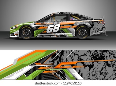 Car wrap design vector. Graphic abstract stripe racing background kit designs for wrap vehicle, race car, nascar car, rally, adventure and livery