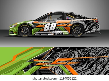 Car wrap design vector. Graphic abstract stripe racing background kit designs for wrap vehicle, race car, nascar car, rally, adventure and livery