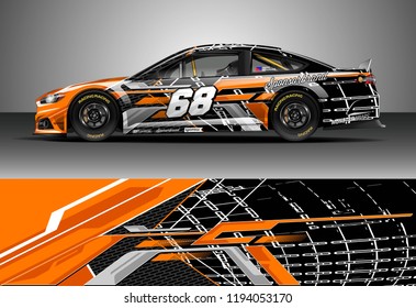 Car wrap design vector. Graphic abstract stripe racing background kit designs for wrap vehicle, race car, nascar car, rally, adventure and livery