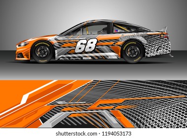 Car wrap design vector. Graphic abstract stripe racing background kit designs for wrap vehicle, race car, nascar car, rally, adventure and livery