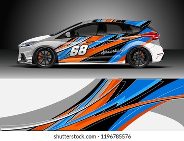 
Car wrap design vector. Graphic abstract stripe racing background kit designs for wrap vehicle, race car, rally, adventure and livery