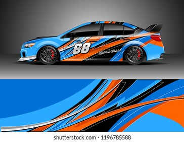 
Car wrap design vector. Graphic abstract stripe racing background kit designs for wrap vehicle, race car, rally, adventure and livery