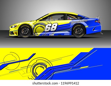 Car wrap design vector. Graphic abstract stripe racing background kit designs for wrap vehicle, race car, rally, adventure and livery