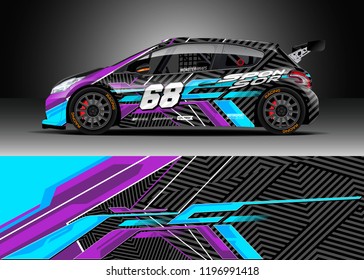 Car wrap design vector. Graphic abstract stripe racing background kit designs for wrap vehicle, race car, rally, adventure and livery