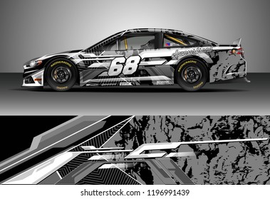 Car wrap design vector. Graphic abstract stripe racing background kit designs for wrap vehicle, race car, rally, adventure and livery