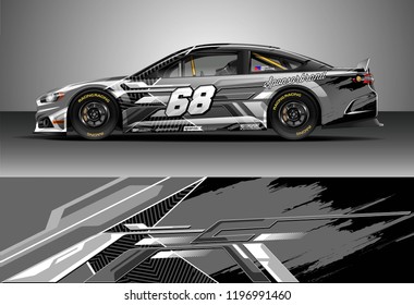 Car wrap design vector. Graphic abstract stripe racing background kit designs for wrap vehicle, race car, rally, adventure and livery