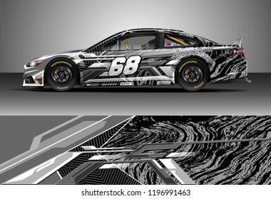 Car wrap design vector. Graphic abstract stripe racing background kit designs for wrap vehicle, race car, rally, adventure and livery