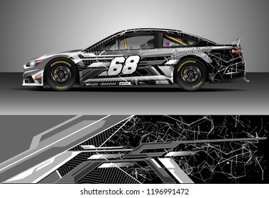 Car wrap design vector. Graphic abstract stripe racing background kit designs for wrap vehicle, race car, rally, adventure and livery