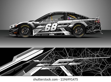 Car wrap design vector. Graphic abstract stripe racing background kit designs for wrap vehicle, race car, rally, adventure and livery