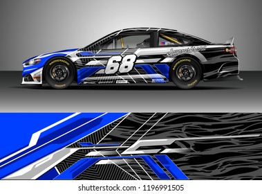 Car wrap design vector. Graphic abstract stripe racing background kit designs for wrap vehicle, race car, rally, adventure and livery