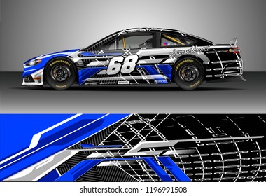 Car wrap design vector. Graphic abstract stripe racing background kit designs for wrap vehicle, race car, rally, adventure and livery