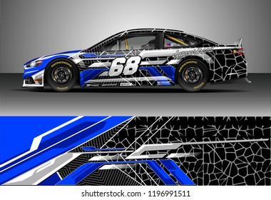 Car wrap design vector. Graphic abstract stripe racing background kit designs for wrap vehicle, race car, rally, adventure and livery