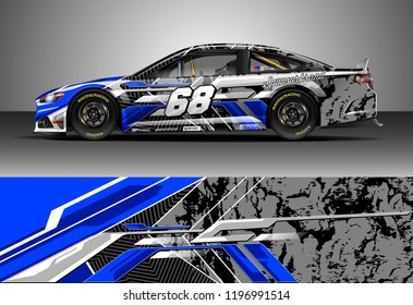 Car wrap design vector. Graphic abstract stripe racing background kit designs for wrap vehicle, race car, rally, adventure and livery