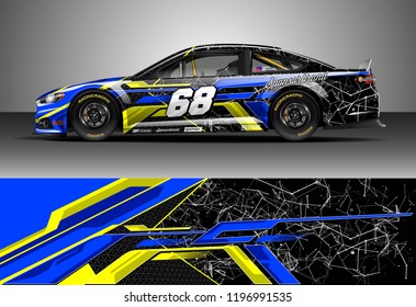 Car wrap design vector. Graphic abstract stripe racing background kit designs for wrap vehicle, race car, rally, adventure and livery