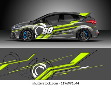 Car wrap design vector. Graphic abstract stripe racing background kit designs for wrap vehicle, race car, rally, adventure and livery