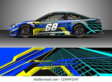 Car wrap design vector. Graphic abstract stripe racing background kit designs for wrap vehicle, race car, rally, adventure and livery