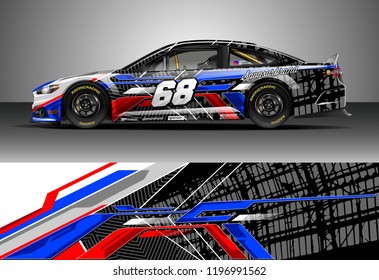 Car wrap design vector. Graphic abstract stripe racing background kit designs for wrap vehicle, race car, rally, adventure and livery