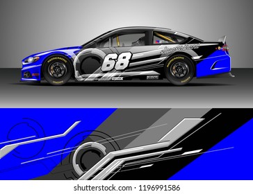 Car wrap design vector. Graphic abstract stripe racing background kit designs for wrap vehicle, race car, rally, adventure and livery