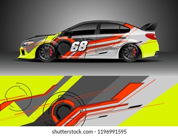 Car wrap design vector. Graphic abstract stripe racing background kit designs for wrap vehicle, race car, rally, adventure and livery