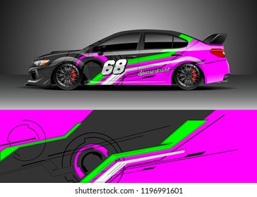Car wrap design vector. Graphic abstract stripe racing background kit designs for wrap vehicle, race car, rally, adventure and livery