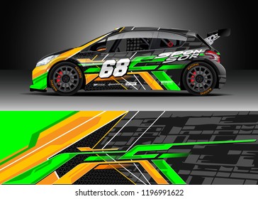 Car wrap design vector. Graphic abstract stripe racing background kit designs for wrap vehicle, race car, rally, adventure and livery