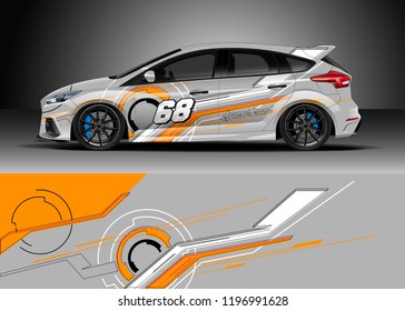 Car wrap design vector. Graphic abstract stripe racing background kit designs for wrap vehicle, race car, rally, adventure and livery