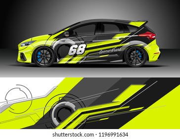 Car wrap design vector. Graphic abstract stripe racing background kit designs for wrap vehicle, race car, rally, adventure and livery