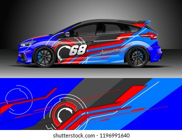 Car wrap design vector. Graphic abstract stripe racing background kit designs for wrap vehicle, race car, rally, adventure and livery