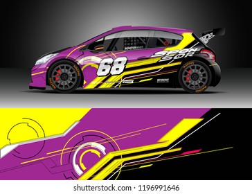 Car wrap design vector. Graphic abstract stripe racing background kit designs for wrap vehicle, race car, rally, adventure and livery