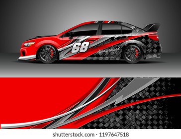 Car wrap design vector. Graphic abstract stripe racing background kit design for wrap vehicle, race car, adventure and livery