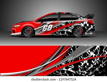 Car wrap design vector. Graphic abstract stripe racing background kit design for wrap vehicle, race car, adventure and livery
