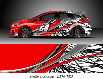 Car wrap design vector. Graphic abstract stripe racing background kit design for wrap vehicle, race car, adventure and livery