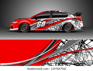 Car wrap design vector. Graphic abstract stripe racing background kit design for wrap vehicle, race car, adventure and livery