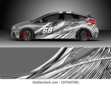 Car wrap design vector. Graphic abstract stripe racing background kit design for wrap vehicle, race car, adventure and livery