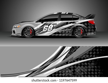 Car wrap design vector. Graphic abstract stripe racing background kit design for wrap vehicle, race car, adventure and livery