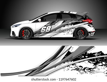 Car wrap design vector. Graphic abstract stripe racing background kit design for wrap vehicle, race car, adventure and livery