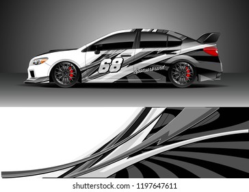 Car wrap design vector. Graphic abstract stripe racing background kit design for wrap vehicle, race car, adventure and livery