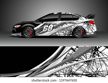 Car wrap design vector. Graphic abstract stripe racing background kit design for wrap vehicle, race car, adventure and livery