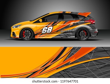 Car wrap design vector. Graphic abstract stripe racing background kit design for wrap vehicle, race car, adventure and livery