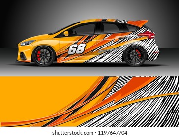 Car wrap design vector. Graphic abstract stripe racing background kit design for wrap vehicle, race car, adventure and livery