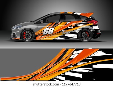 Car wrap design vector. Graphic abstract stripe racing background kit design for wrap vehicle, race car, adventure and livery