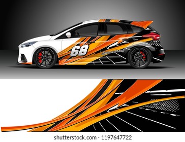 Car wrap design vector. Graphic abstract stripe racing background kit design for wrap vehicle, race car, adventure and livery