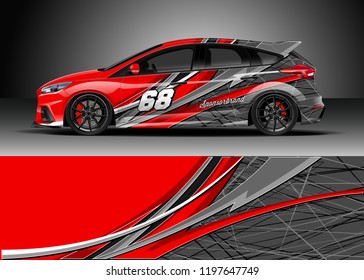 Car wrap design vector. Graphic abstract stripe racing background kit design for wrap vehicle, race car, adventure and livery