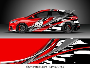 Car wrap design vector. Graphic abstract stripe racing background kit design for wrap vehicle, race car, adventure and livery