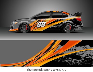 Car wrap design vector. Graphic abstract stripe racing background kit design for wrap vehicle, race car, adventure and livery