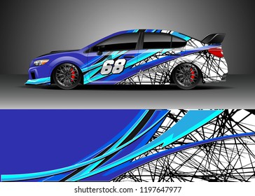 Car wrap design vector. Graphic abstract stripe racing background kit design for wrap vehicle, race car, adventure and livery